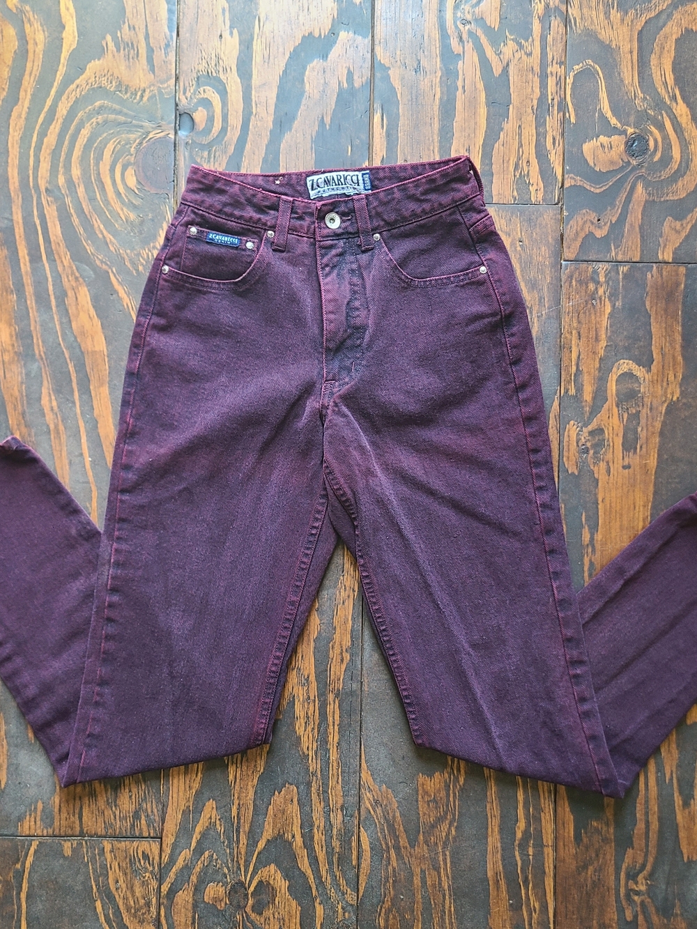 Vintage 80s/90s Z. Cavaricci Purple High-Waisted Tapered Denim Jeans Size 24x29